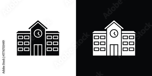 school icon line art editable stroke and solid collection for app design