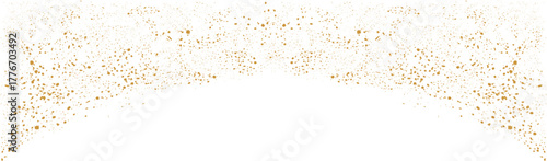 Golden confetti border with sparkling glitter particles on a white background. Elegant festive decoration for celebrations, invitations, and holiday designs. Perfect for luxury, wedding, and New Year 