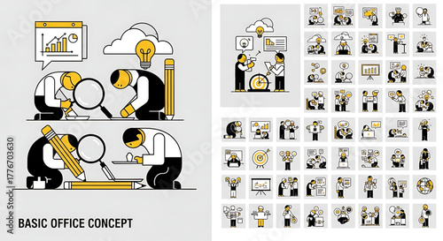 Creative concept vector illustrations showing design, art, and idea generation. Includes teamwork, brainstorming, and creative process elements for modern projects.