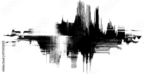 minimalist monochrome city skyline panorama graphic clean urban building silhouettes artistic city view