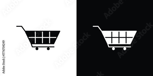 Shopping trolley icon line art editable stroke and solid collection for app design