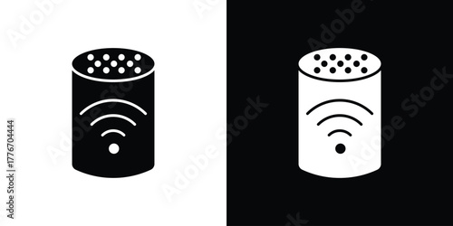 Smart speaker icon line art editable stroke and solid collection for app design