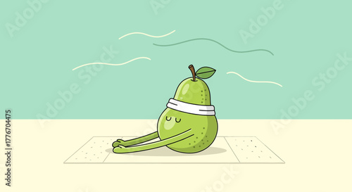 A Meditative Fruit Pear Preparing for Yoga and Maintaining Wellness in Delightful Style