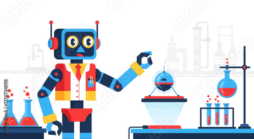 A Robotic Scientist Conducts Experiments In An Innovative Laboratory Environment