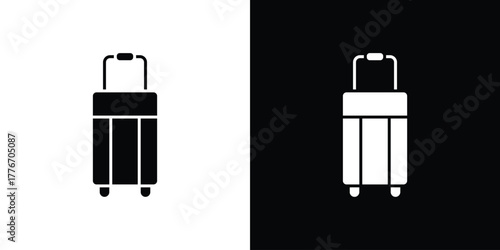 Suitcase icon line art editable stroke and solid collection for app design