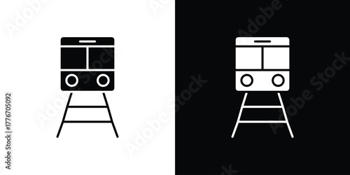 Subway icon line art editable stroke and solid collection for app design