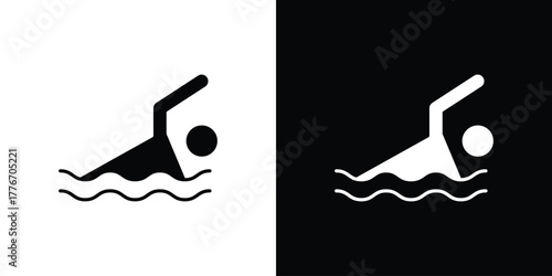 Swimming icon line art editable stroke and solid collection for app design