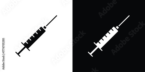 Syringe icon line art editable stroke and solid collection for app design
