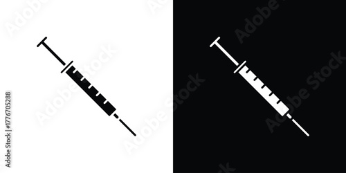 Syringe injection icon line art editable stroke and solid collection for app design