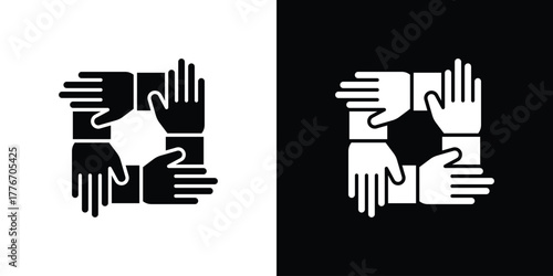 Teamwork icon line art editable stroke and solid collection for app design