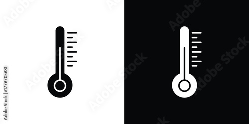 Thermometer icon line art editable stroke and solid collection for app design
