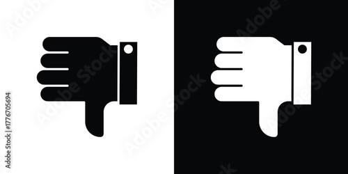 Thumbs down icon line art editable stroke and solid collection for app design