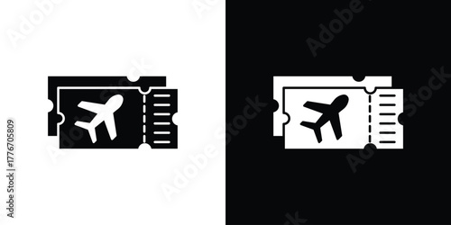 Ticket icon line art editable stroke and solid collection for app design