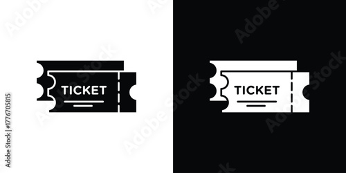 Ticket stub icon line art editable stroke and solid collection for app design