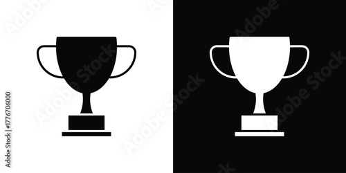 Trophy icon line art editable stroke and solid collection for app design