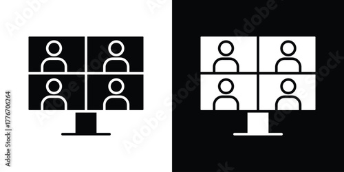 Video chat icon line art editable stroke and solid collection for app design