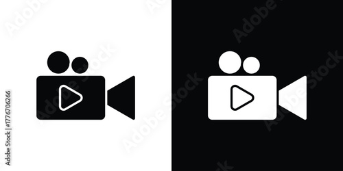Video icon line art editable stroke and solid collection for app design