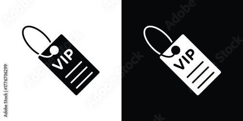 VIP pass icon line art editable stroke and solid collection for app design
