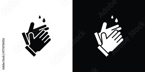 Wash hands icon line art editable stroke and solid collection for app design