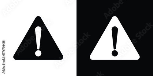 Warning triangle icon line art editable stroke and solid collection for app design