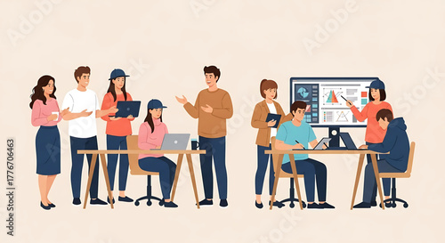 Creative concept vector illustrations showing design, art, and idea generation. Includes teamwork, brainstorming, and creative process elements for modern projects.