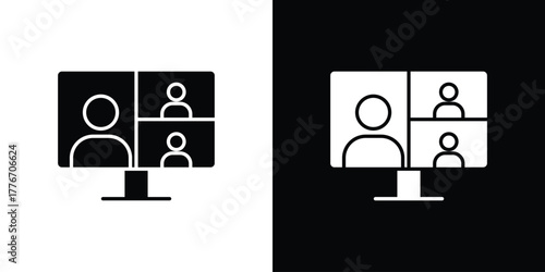 Webinar icon line art editable stroke and solid collection for app design
