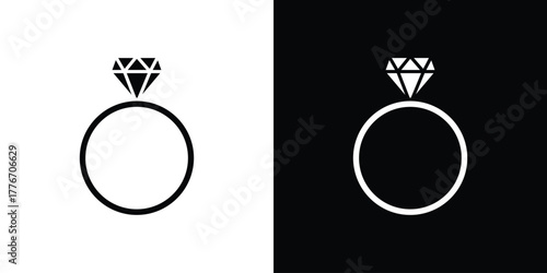 Wedding ring icon line art editable stroke and solid collection for app design