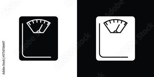 Weight scale icon line art editable stroke and solid collection for app design