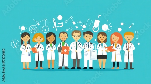 Medical Professionals in Cartoon Style Illustration