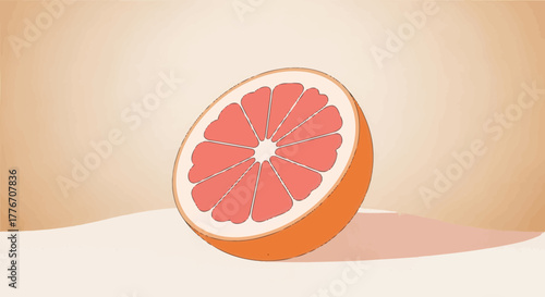 A Vivid And Stylized Vector Illustration Of A Freshly Cut Citrus Fruit