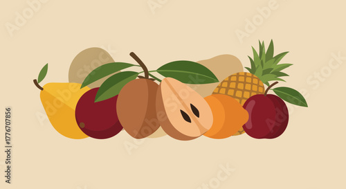 A Vivid Composition of Deliciously Fresh Fruits of Various Colors and Shapes