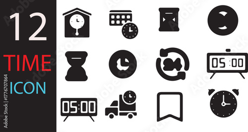 Time - minimal thin line web icon set. Outline icons  Timer, alarm, schedule, hourglass, clock, Set hourglass icons, sandglass timer, clock flat icon, time manage collection. vector illustration