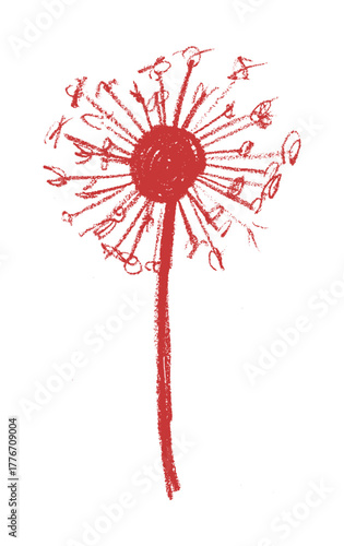 Dandelion Crayon Chalk Wax Drawing Vector