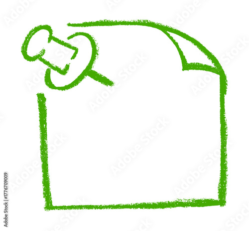 Pinned Note Paper Icon Crayon Chalk Wax Drawing Vector