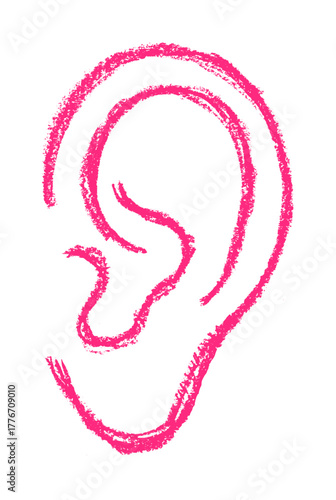 Human Ears Drawing Crayon Chalk Wax Drawing Icon Vector