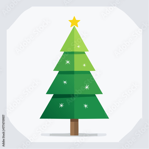 Christmas tree vector - basic evergreen fir/spruce tree with star on top for the winter holiday season