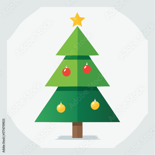 Christmas tree vector - basic evergreen fir/spruce tree with star on top for the winter holiday season
