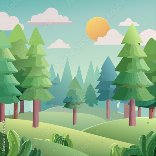 Forest landscape filled with trees - natural ecosystem