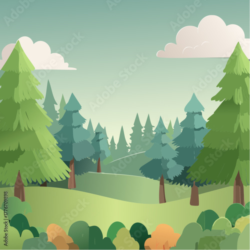 Forest landscape filled with trees - natural ecosystem