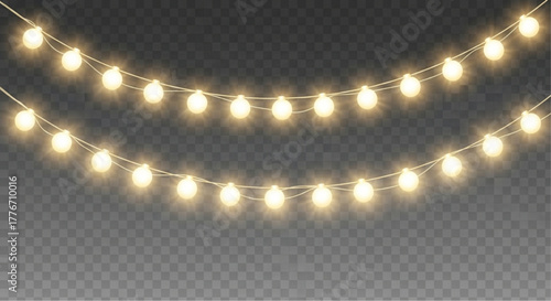 Decorative fairy lights illuminate a scene, radiating a warm, inviting glow, perfect for setting a festive and magical ambiance.  vector illustration