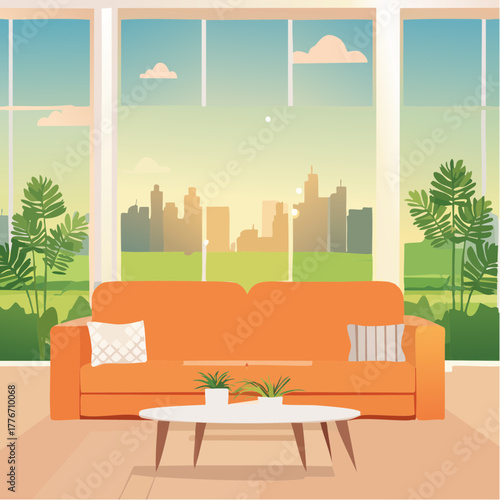 Modern living room with home interior design. Contemporary house interior