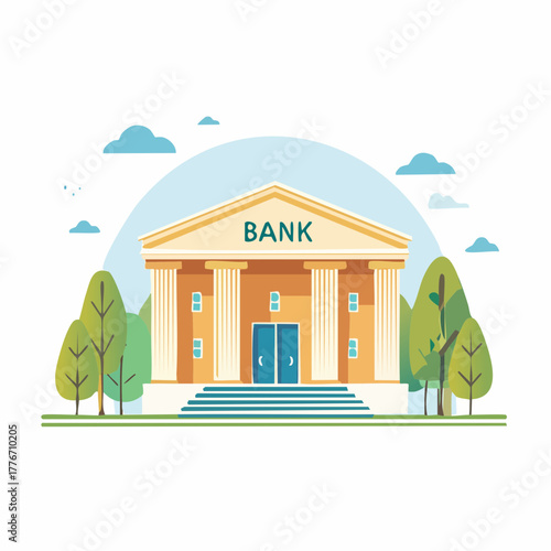 Bank exterior - savings and loan financial building for transactions and accounts