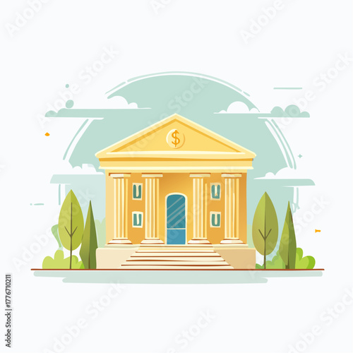 Bank exterior - savings and loan financial building for transactions and accounts