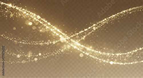 Golden glitter streaks dance gracefully, weaving a mesmerizing pattern against a photorealistic backdrop, creating a sense of celebration and elegance. vector illustration