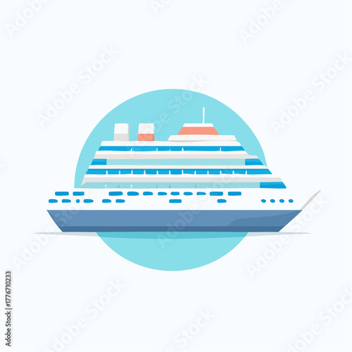 Cruise ship for vacation travel - simple drawing of vacation boat
