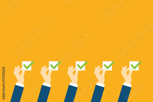 Task completion. Perfect for productivity, to-do lists, goals, workflow, and success presentations or apps.	