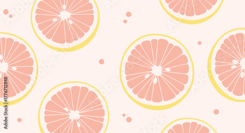 Abstract Pink Grapefruit Citrus Background Design With Light Peach Color Composition