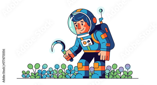 Astronaut Cultivating Flowers on a New Planet: Exploring and Discovering Alien Flora