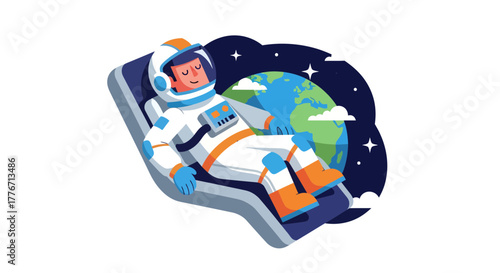 Astronaut Floating Serenity In Space, Admiring The Planet Earth, Peaceful And Calm Moments