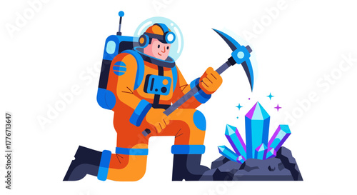 Astronaut Mining Crystals in Space: An Exploration of Gemstone Discovery Beyond Earth